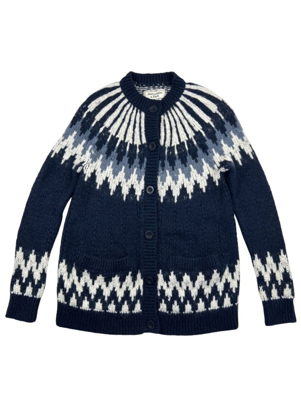Abercrombie & Fitch Nordic Fair Isle Cardigan Wool Blend Women's S Scandi Girl